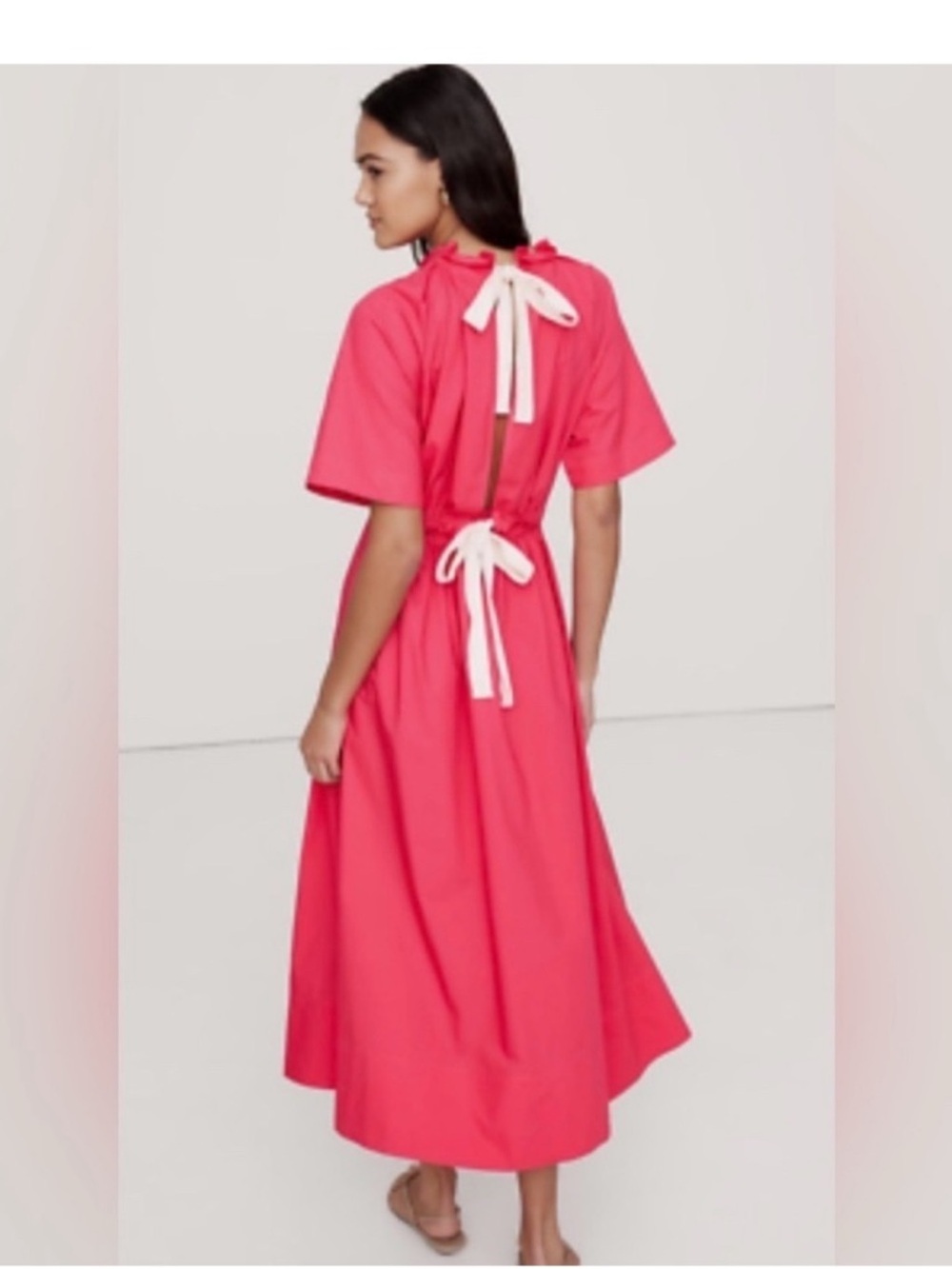 Banana Republic Hot Pink Gathered Waist Dress Large - Picture 8 of 8